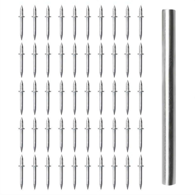 50PCS Double-Head Skirting Thread Seamless Nail,Invisible Screws & Specific Sleeve Tool,Double-Headed Nails for Seamless Skirting Thread with Solid Wood Baseboard - Image 1